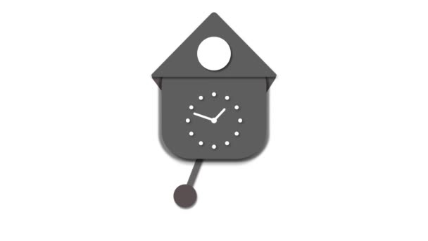 简约布谷鸟时钟的设计在白色背景下被孤立起来 — 图库视频影像