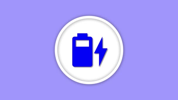 Піктограма Батареї Блискавкою Затвор Анімований Фіолетовому Фоні — стокове відео