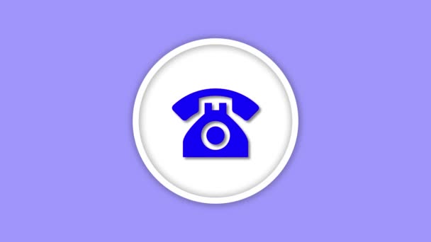Vintage Ikona Telefonu Animowane Białym Przycisku Fioletowym Tle — Wideo stockowe