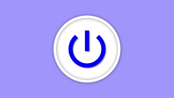 Ícone Botão Energia Animado Emblema Circular Branco Com Fundo Roxo — Vídeo de Stock