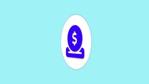 Иконка Доллара Анимированная Голубом Фоне — стоковое видео