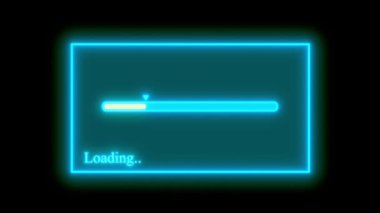 Cyan renk neon ışık yükleme çubuğu simgesi Cyan arkaplan üzerinde canlandırıldı.