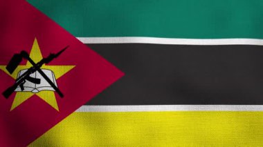 Gerçekçi ulusal bayrağın rüzgarda dalgalanması. Mozambik bayrağı..