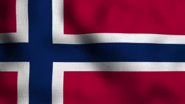 Gerçekçi ulusal bayrağın rüzgarda dalgalanması. Norveç bayrağı..
