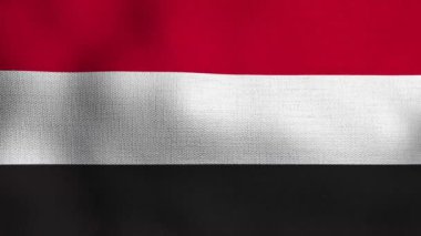 Gerçekçi ulusal bayrağın rüzgarda dalgalanması. Yemen bayrağı.