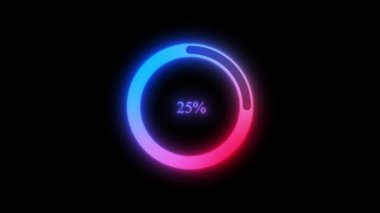 Koyu arkaplan üzerinde canlandırılmış neon dairesel işlem çubuğu simgesi