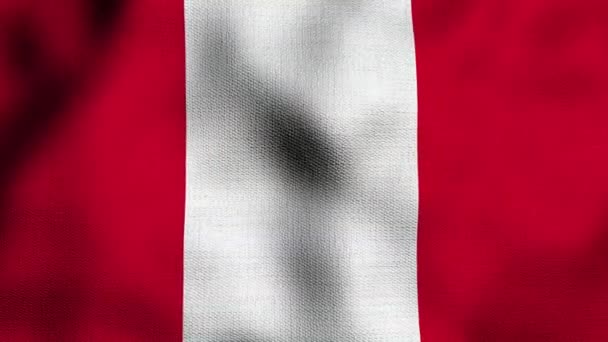 Bandera Nacional Realista Animada Ondeando Viento Bandera Peru — Vídeo de stock