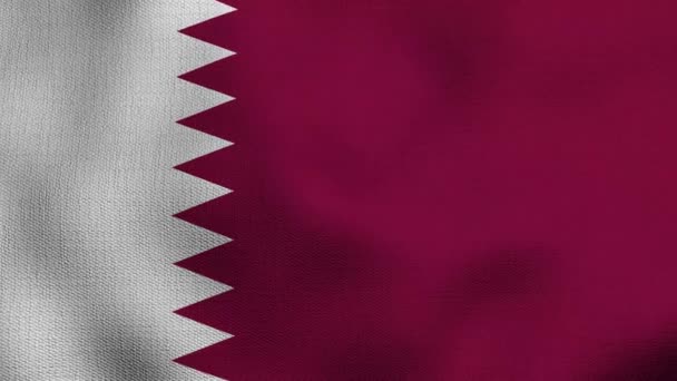 Geanimeerde Realistische Nationale Vlag Realistisch Wapperen Wind Vlag Van Qatar — Stockvideo
