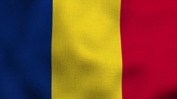 Bandera Nacional Realista Animada Ondeando Viento Bandera Romania — Vídeo de stock