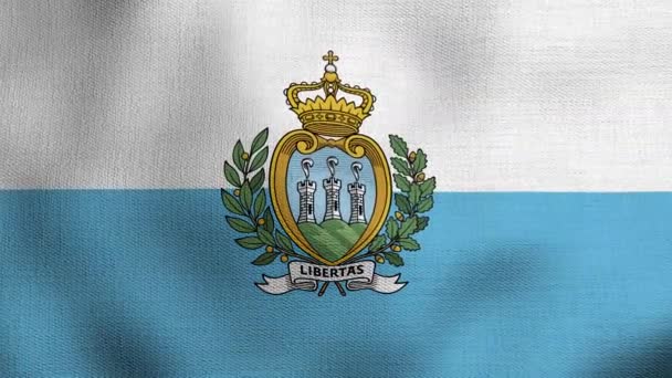 Bandera Nacional Realista Animada Ondeando Viento Bandera San Marino — Vídeos de Stock