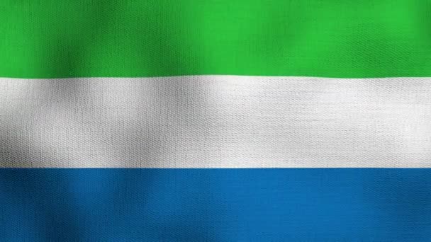 Bandera Nacional Realista Animada Ondeando Viento Bandera Sierra Leona — Vídeos de Stock
