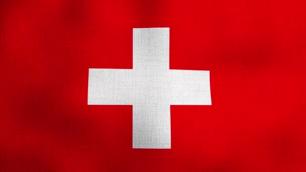 Bandera Nacional Realista Animada Ondeando Viento Bandera Switzerland — Vídeo de stock