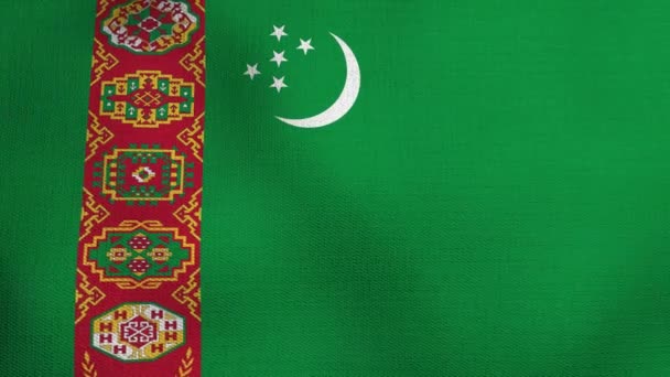 Bandiera Nazionale Realistica Animata Sventola Realistica Nel Vento Mappa Turkmenistan — Video Stock