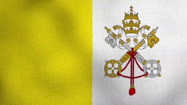 Animovaný Realistický Národní Vlajka Realistický Mávání Větru Vlajka Vatikánu Svatý — Stock video