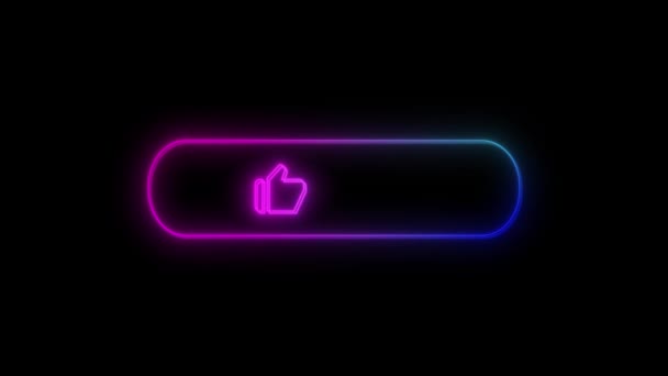 Animated Neon Glowing Button Black Background — Stock Video