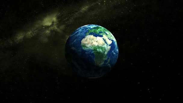 Animated Earth Seen Space Globe Spinning Satellite View Dark Background Royalty Free Stock Video