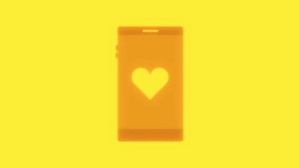 Μινιμαλιστική Απεικόνιση Ενός Smartphone Ένα Εικονίδιο Καρδιά Κινούμενα Που Ένα — Αρχείο Βίντεο