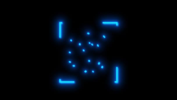 Цветной Неоновый Отпечаток Пальца Окружении Светящихся Скобок Иконка Анимированная Черном — стоковое видео