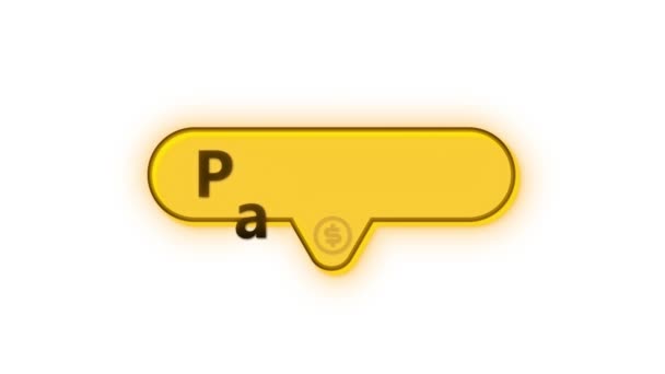 白い背景に安全な支払いロックアイコンが付いている黄色い支払いボタン — ストック動画