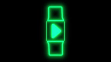 Neon yeşil çalma düğmesi simgesi koyu bir arkaplanda, modern bir şekilde parlıyor.