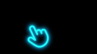 Siyah arkaplanda parlayan mavi neon parmak izi simgesi.