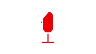 Red vintage microphone icon animated on a white background.
