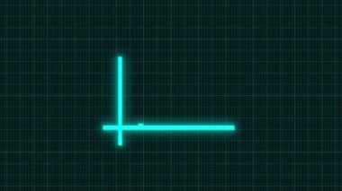 Koyu arkaplanda neon ışıklı çubuk grafiği animasyonu. Mali büyüme veya veri analizi kavramının yansıtılması.