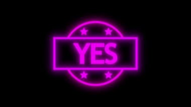 Siyah arka planda canlı pembe EVET pul dizaynı canlandırması.