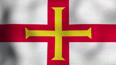 Gerçekçi ulusal bayrağın rüzgarda dalgalanması. Guernsey bayrağı..