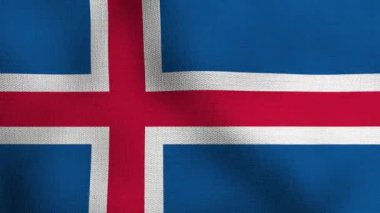 Gerçekçi ulusal bayrağın rüzgarda dalgalanması. İzlanda bayrağı.