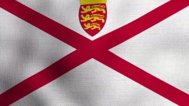 Gerçekçi ulusal bayrağın rüzgarda dalgalanması. Jersey bayrağı..