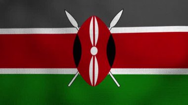 Gerçekçi ulusal bayrağın rüzgarda dalgalanması. Kenya bayrağı.