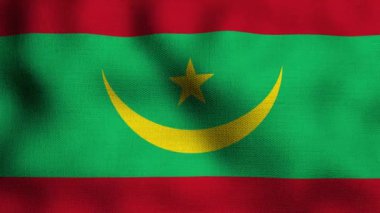 Gerçekçi ulusal bayrağın rüzgarda dalgalanması. Bayrak Mauritania.