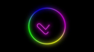 Siyah bir arkaplanda güzel renk tik simgesi canlandırması.