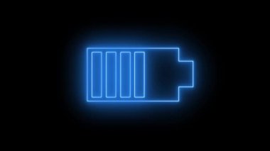 Renkli teknoloji pil simgesi siyah arkaplan üzerinde canlandırıldı.