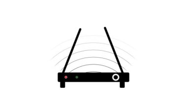 Beyaz arkaplanda Wi-fi yönlendirici simgesi canlandırıldı.