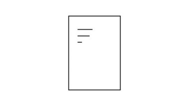 Beyaz arkaplanda metin canlandırmalı bir belgenin veya kağıdın minimalist satır çizimi.