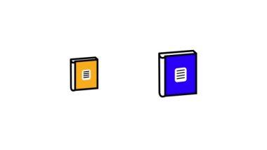 Beyaz arkaplanda renkli bir kitap simgesi canlandırıldı.