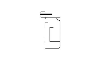 İlaç şişesinin minimalist çizgisi. Beyaz arka planda izole edilmiş haplar..