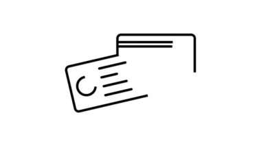 Kredi kartı ve kart sahibinin minimalist çizgi sanatı beyaz arkaplanda canlandırıldı.