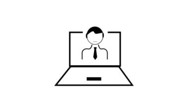 Bir haber sunumu laptop ekran simgesinin minimalist simgesi beyaz bir arkaplanda canlandırıldı.