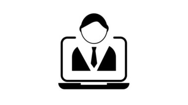 Beyaz arkaplanda bir haber sunumu dizüstü bilgisayar simgesi canlandırıldı.