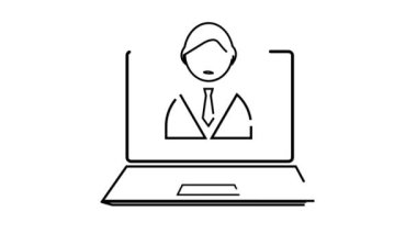 Bir haber sunumu laptop ekran simgesinin minimalist simgesi beyaz bir arkaplanda canlandırıldı.