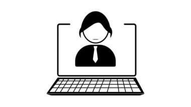 Bir haber sunumu laptop ekran simgesinin minimalist simgesi beyaz bir arkaplanda canlandırıldı.