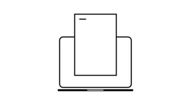 Kontrol listesi simgesine sahip dizüstü bilgisayar beyaz bir arkaplanda canlandırıldı.