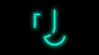 Siyah arka planda parlayan neon salin şişesi simgesi canlandırıldı.