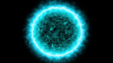 Karmaşık desenleri olan soyut mavi parlayan enerji küresi.