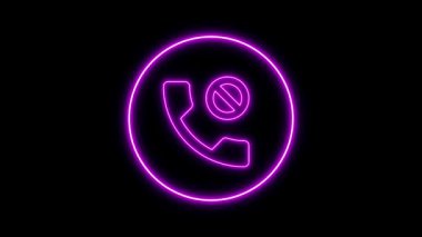 Siyah arkaplanda mor renkli bir telefonun neon işareti..