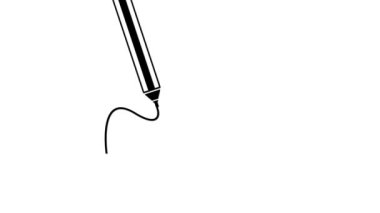 Beyaz arkaplanda minimalist siyah kalem işareti canlandırıldı.