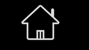 Siyah arkaplan üzerinde ev işareti simgesi canlandırıldı.